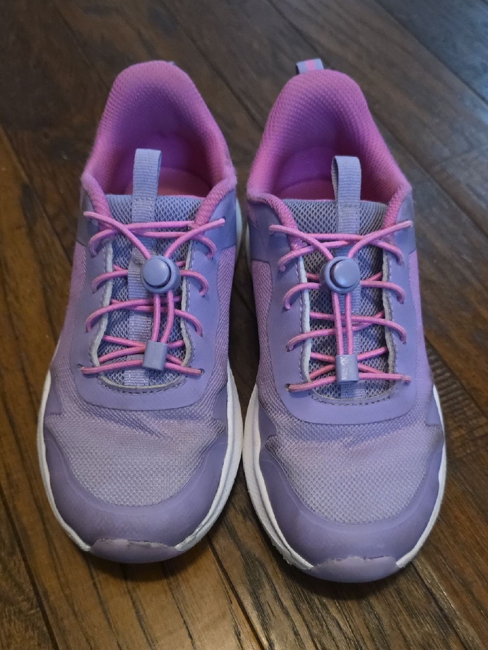 Girls' Purple Pink Mesh Lace-Free Sneakers, Size 2